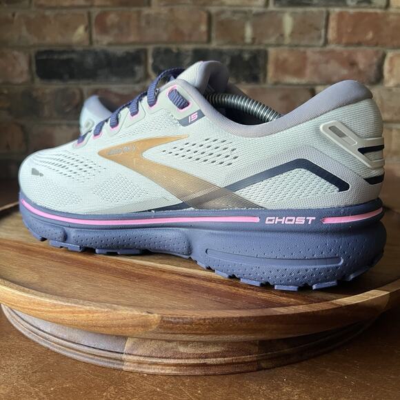Brooks Ghost 15 Blue Pink Comfort Road Running Shoes Sneakers Women's 8.5 Wide - Picture 3 of 16